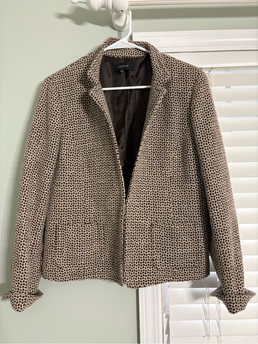Jones New York Textured Beige & Black Blazer Jacket Womens Medium